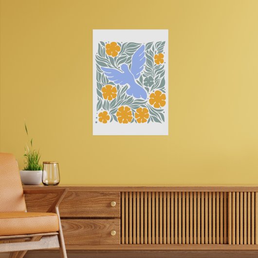 花で鳩フォークスタイル | 形状モダン ポスター (リビング2)