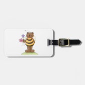 花で（昆虫）マルハナバチを着たクマ ラゲッジタグ (正面横)