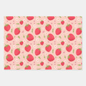 花といちごガーリーと可愛い柄 ラッピングペーパーシート (正面2)