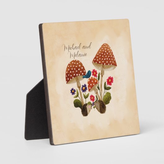 花とうきのこ、かわいいアナグマ フォトプラーク (正面)