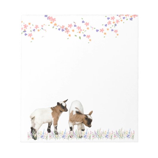 花とかわいい子ヤギのメモ♡ ノートパッド (正面)