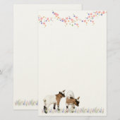 花とかわいい子ヤギ♡ 便箋 (正面/裏面)