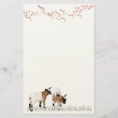 花とかわいい子ヤギ♡ 便箋 (正面)