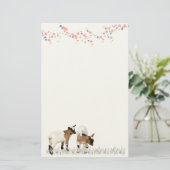 花とかわいい子ヤギ♡ 便箋 (スタンド正面)