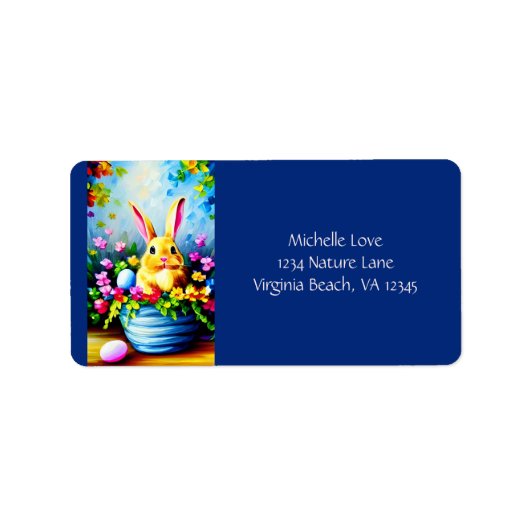 花とかわいらしかわいいバニーのイースターアドレス ラベル (正面)