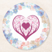 花としての純粋な愛 ラウンドペーパーコースター (正面)