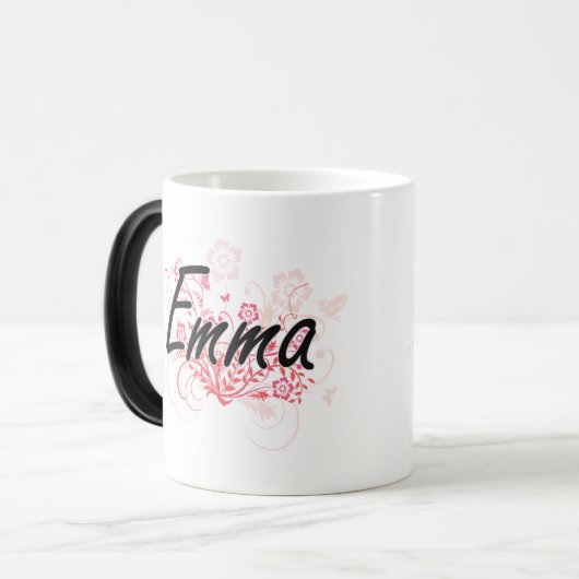 花とのエマの芸術的な一流のデザイン モーフィングマグカップ (正面左)