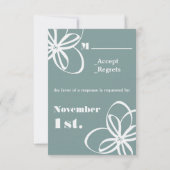 花とのカスタムな色モダンな結婚RSVP 出欠カード (裏面)