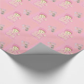 花とのピンクの幼児女の赤ちゃん ラッピングペーパー (角)