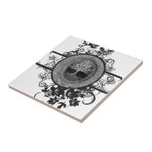 花との白黒生命の樹 タイル (側面)