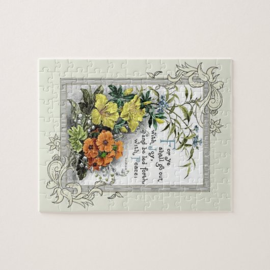 花との聖書の引用文 ジグソーパズル (横)
