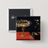 花とのTazzaの静物画 缶バッジ (正面&裏面)