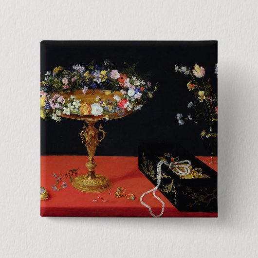 花とのTazzaの静物画 缶バッジ (正面)