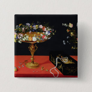 花とのTazzaの静物画 缶バッジ