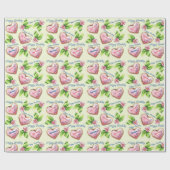 花とアイスCookie名前の追加誕生日文字 ラッピングペーパー (フラット)