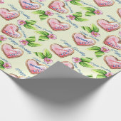 花とアイスCookie名前の追加誕生日文字 ラッピングペーパー (角)