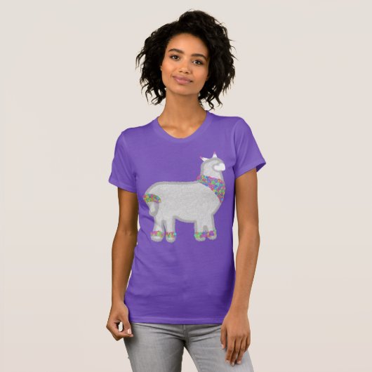 花とアルパカの誕生日 Tシャツ (正面フル)