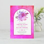 花とアーチマゼンタピンク結婚ズ 招待状 (スタンド正面)