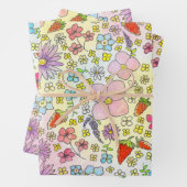 花とイチゴ包み紙 ラッピングペーパーシート (インサイチュ)