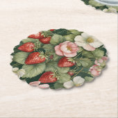 花とイチゴ ペーパーコースター (アングル)