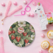 花とイチゴ ペーパープレート (パーティー)