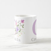 花とイニシャルが可愛いクレッシダの名前入りギフト コーヒーマグカップ (中央)