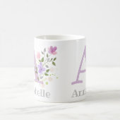 花とイニシャルと名前アンナベル コーヒーマグカップ (中央)