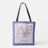花とイニシャル入りフルネーム アンナ トートバッグ (裏面)