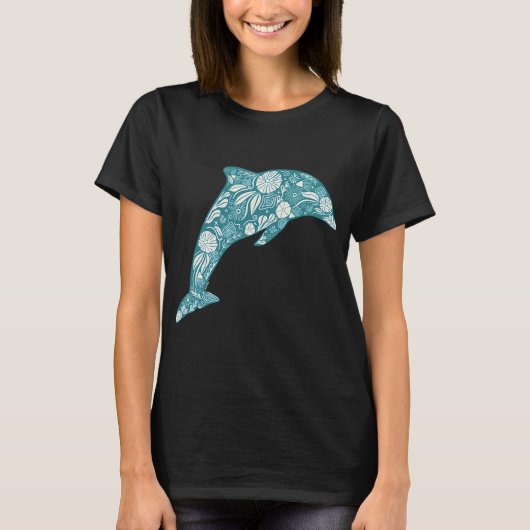 花とイルカの友達 Tシャツ (正面)