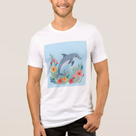 花とイルカ トライブレンドTシャツ