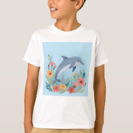 花とイルカ Tシャツ
