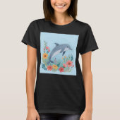花とイルカ Tシャツ (正面)