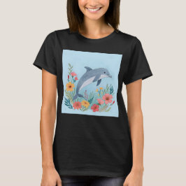 花とイルカ Tシャツ