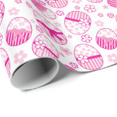 花とイースターの卵春ピンクのラップ ラッピングペーパー (ロールコーナー)