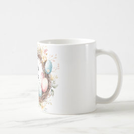 花とイースターエッグのカラフルな装飾リース コーヒーマグカップ