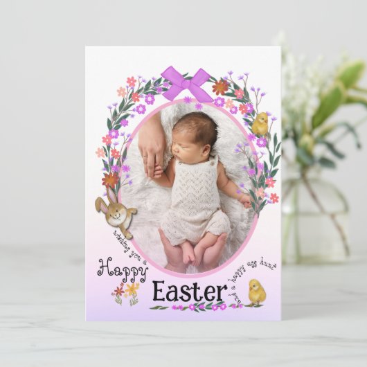 花とイースターバニーPhoto Card シーズンカード (スタンド正面)