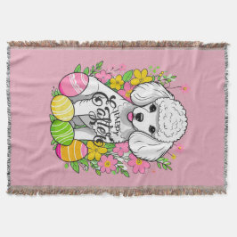 花とイースタープードル スローブランケット