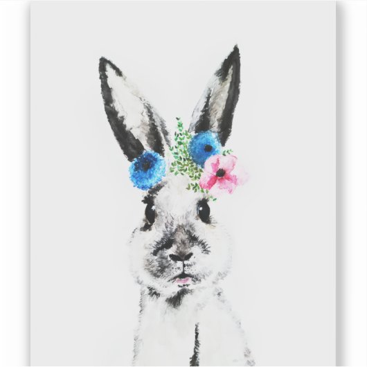 花とウサギ シール (正面)
