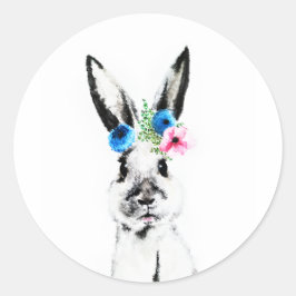花とウサギ ラウンドシール