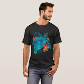花とウミガメの女の子 Tシャツ (正面フル)