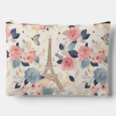 花とエッフェルタワーパリトラベルパターン アクセサリーポーチ (正面)