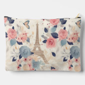 花とエッフェルタワーパリトラベルパターン アクセサリーポーチ (裏面)