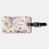 花とエッフェルタワーパリトラベルパターン ラゲッジタグ (正面横)