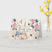 花とエッフェルタワーパリパタンありがとう カード (黄色い花)