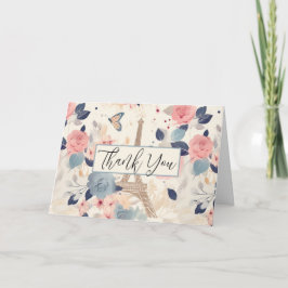 花とエッフェルタワーパリパタンありがとう カード