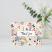 花とエッフェルタワーパリパタンありがとう ポストカード (スタンド正面)