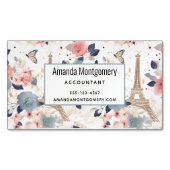 花とエッフェルタワーパリパターン マグネット名刺 (正面)