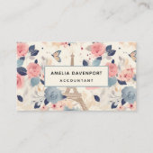 花とエッフェルタワーパリパターン 名刺 (正面)