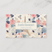 花とエッフェルタワーパリパターン 名刺 (正面)