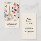 花とエッフェルタワーパリパターン 名刺 (正面/裏面)